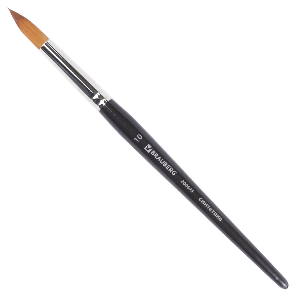 Кисть художественная синтетика мягкая, круглая, № 10, короткая ручка 200695 цена за 5 шт , 